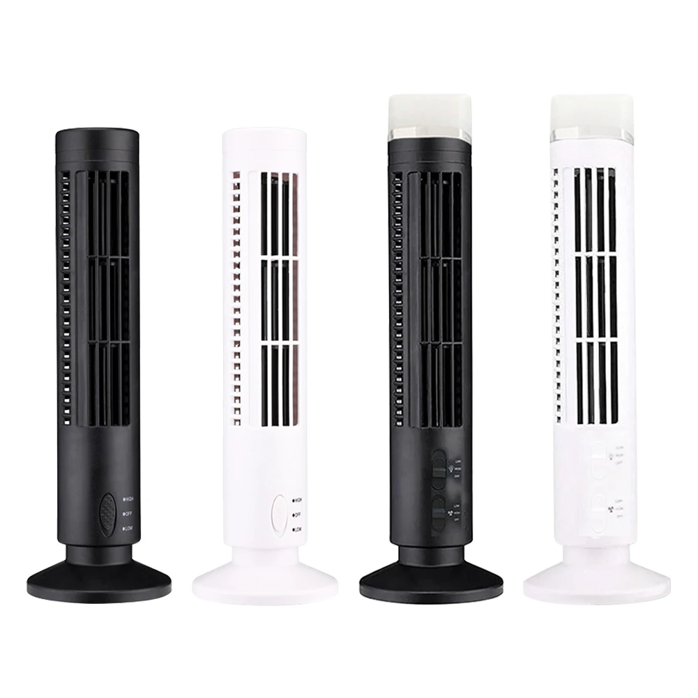 

LED Tower Fan Bladeless Cooling Fan 2 Gear Speed Mini Vertical Conditioner No Leaf for Living Room Bedroom