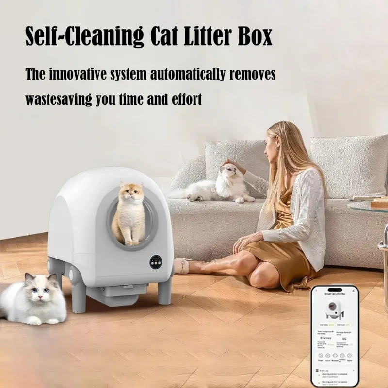 Smart Automatic Cats Litter APP Control Self Cleaning Closed Cat Tray with Camera Multi Cats Detection Big Cat Pet Supplies