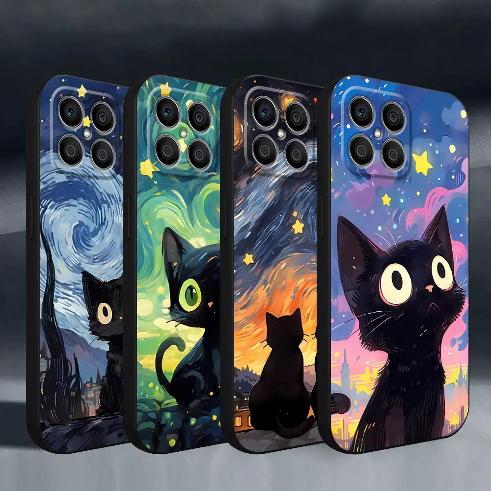 Cover Armor Shell TPU Soft Case for Honor X8 70 X8a 90 Pro X9a X6 X6a 8X Magic5 Lite X7 Magic5 Starry Sky Cat