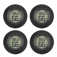 4 Pcs Mini Hygrometer Thermometer Fahrenheit or Celsius Meter Digital LCD Monitor Indoor Room Round Humidity Temperature Gauge