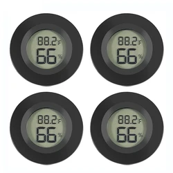 4 Pcs Mini Hygrometer Thermometer Fahrenheit or Celsius Meter Digital LCD Monitor Indoor Room Round Humidity Temperature Gauge