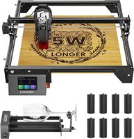 Longer RAY5 5W Laser Engraver with Rotary Roller, 8 Pcs Raiser, 3.5” Color Touch Screen, App Offline Control