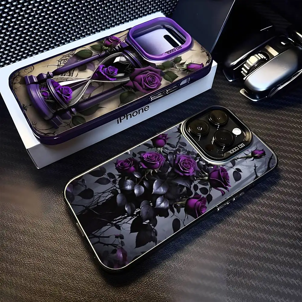 

Fantasy Style Purple Roses Phone Case For iPhone 16,15,14,13,12,11,Mini,Pro,MAX Purple Matte Shockproof Cover