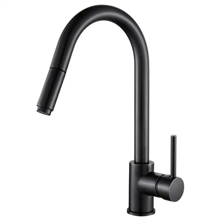 European-style pull-out faucet, brushed kitchen tap, cold and hot water faucet for sink and vegetable washing basin