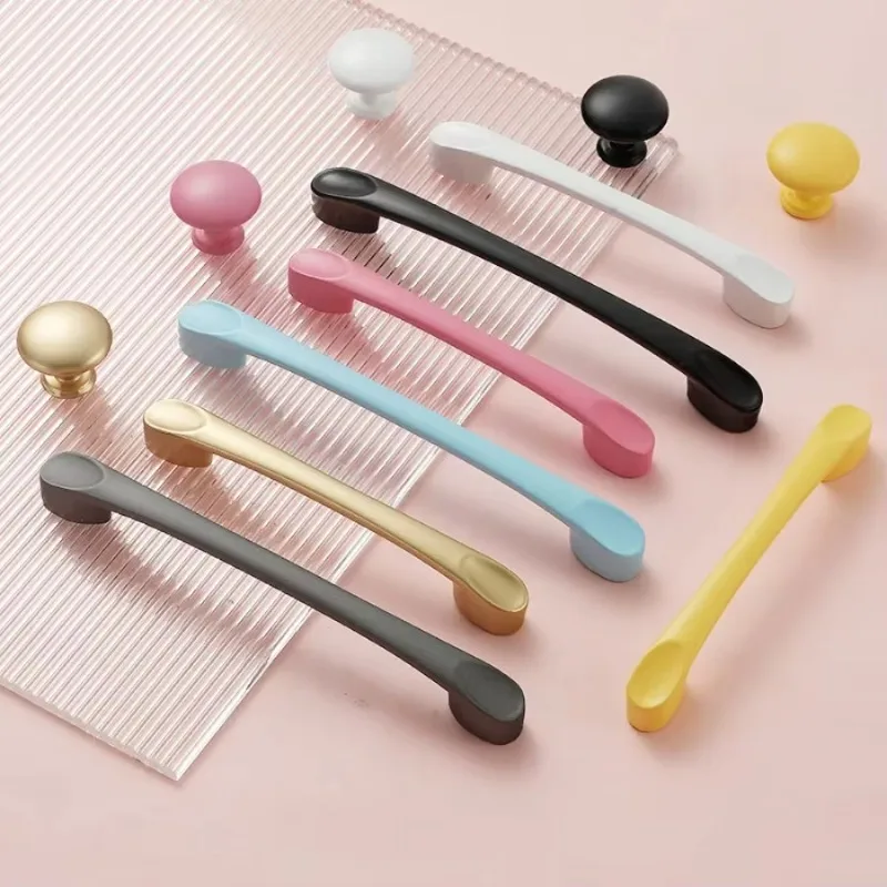 Modern Simple Style Furniture Handles Macaron Color Handles for Cabinets and Children's Drawers Aluminium Alloy Cabinet Pulls