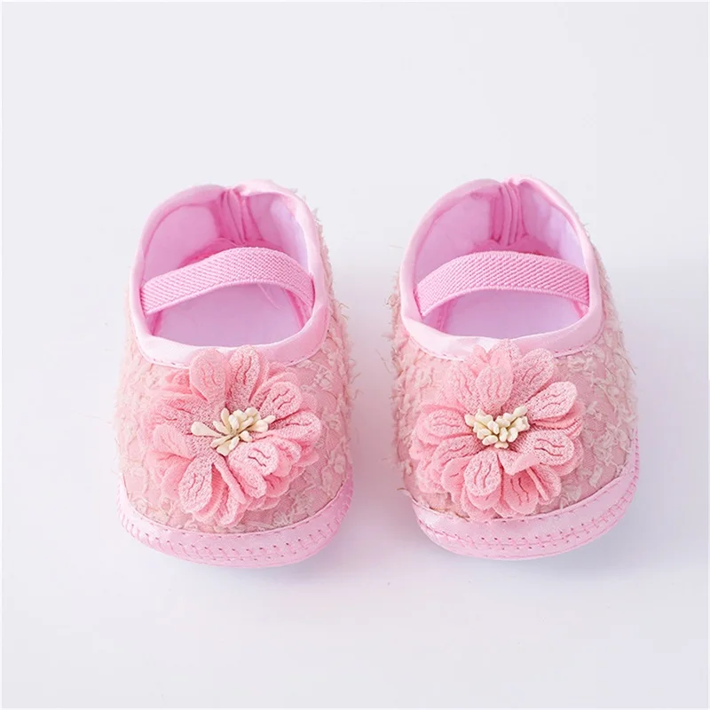 Michellecmm Set 2 pezzi Set scarpe basse per neonate Set suola morbida fascia elastica per fiori antiscivolo Toddler Mary Jane Flats con fascia per capelli