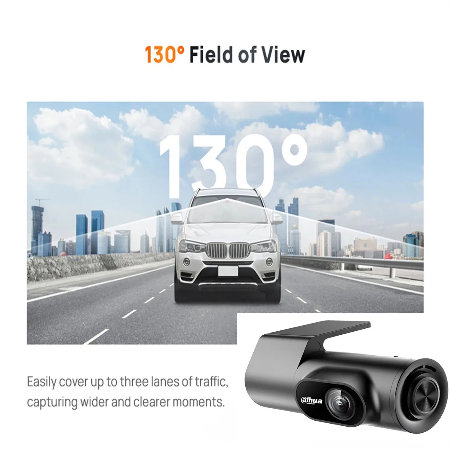 DAHUA HD Night Vision Mini Stealth Camera with Unobstructed View, WiFi Smartphone Connectivity, 24-Hour Parking Monitoring Black view 2