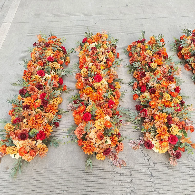 Künstliche Seidenrosen-Blumenarrangement in Herbstbraun, Blumenbogen für Hochzeiten, Tischläufer, Hängende Blumengirlande, Zeremoniendekoration – Detail 3