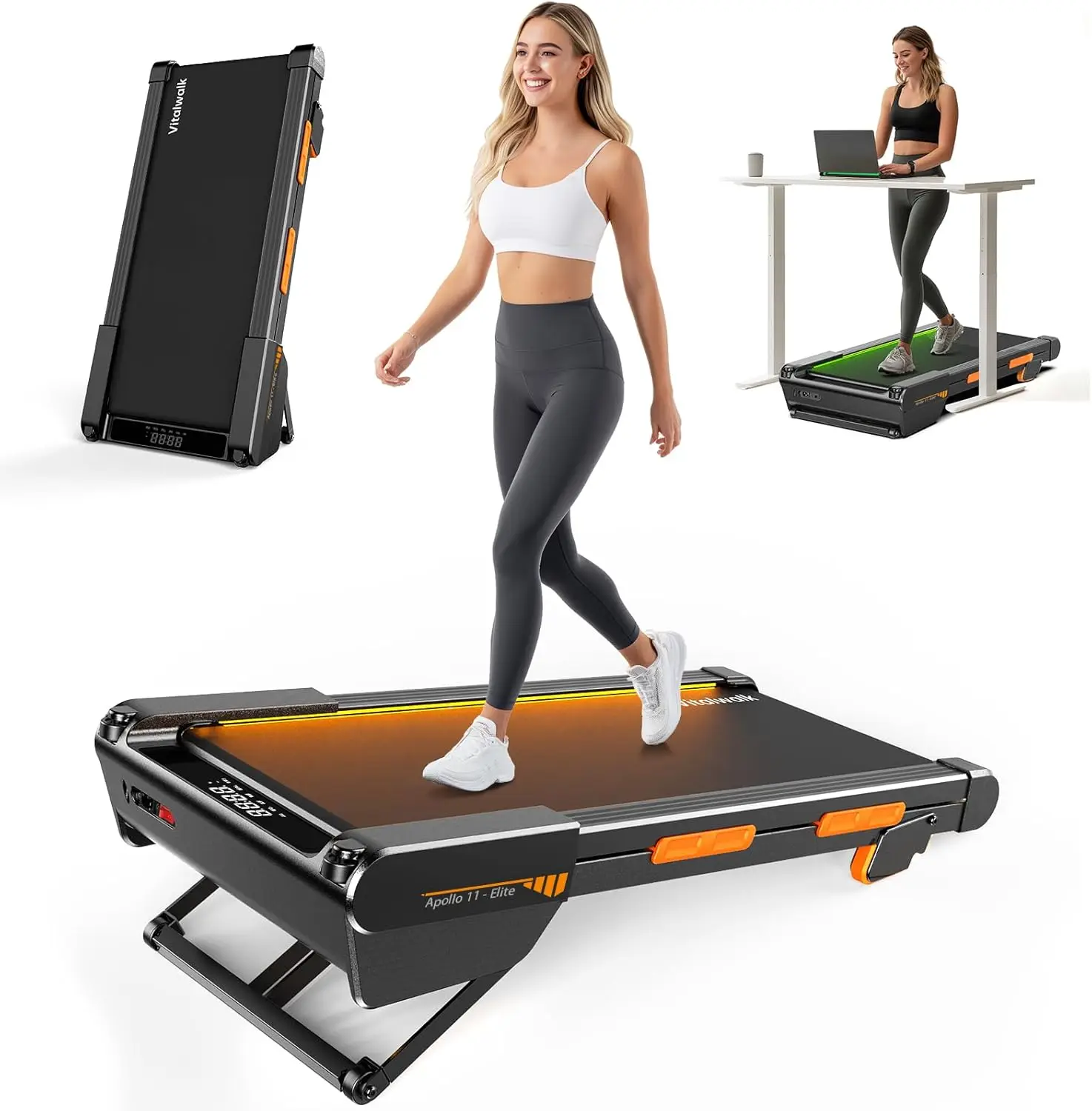 

Walking Pad Treadmill with Incline, 43"x18" Wide Full Deck, Auto Incline, Portable Under Desk Treadmills for Home Office, Vertic
