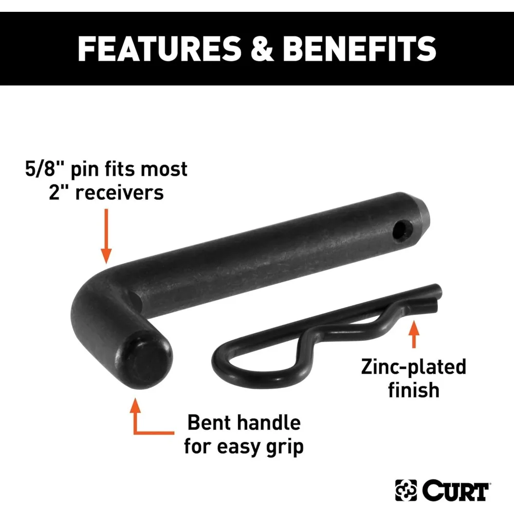 دبوس وصلة مقطورة سوداء مقاس 5/8 بوصة ومشبك لجهاز استقبال مقاس 2 بوصة، متين وآمن #3