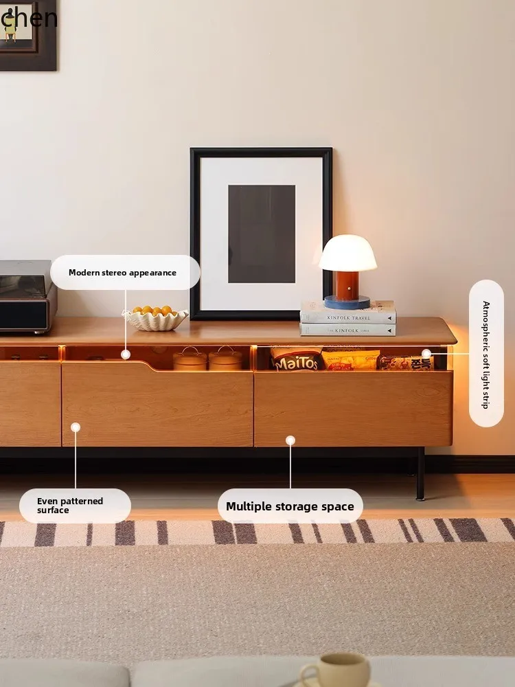 

YXY Cherry Wood TV Cabinet Atmosphere Solid Wood Storage Cabinet Integrated Coffee Table Set