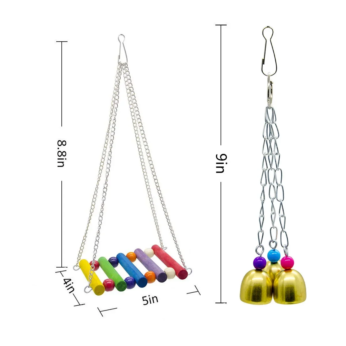 6-piece parrot toy bird toy hanging chain swing bell string rattan ball string combination