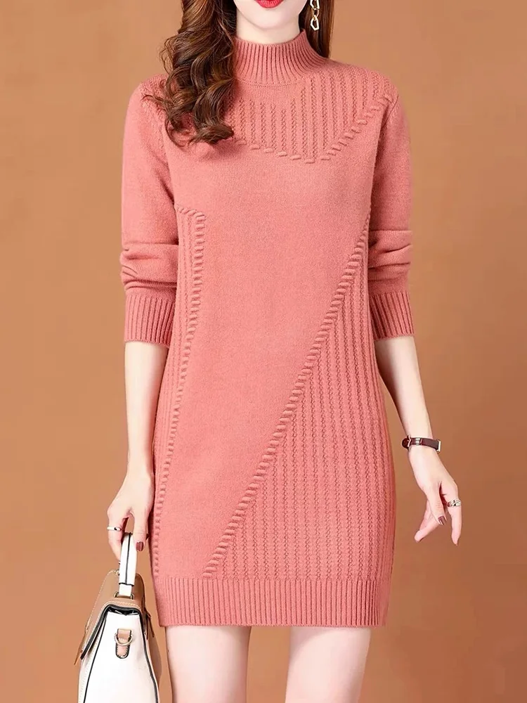 

Свободный длинный свитер свека, однотонный женский свитер, осень-зима, новое внутреннее пальто, женское базовое пальто, модный вязаный топ