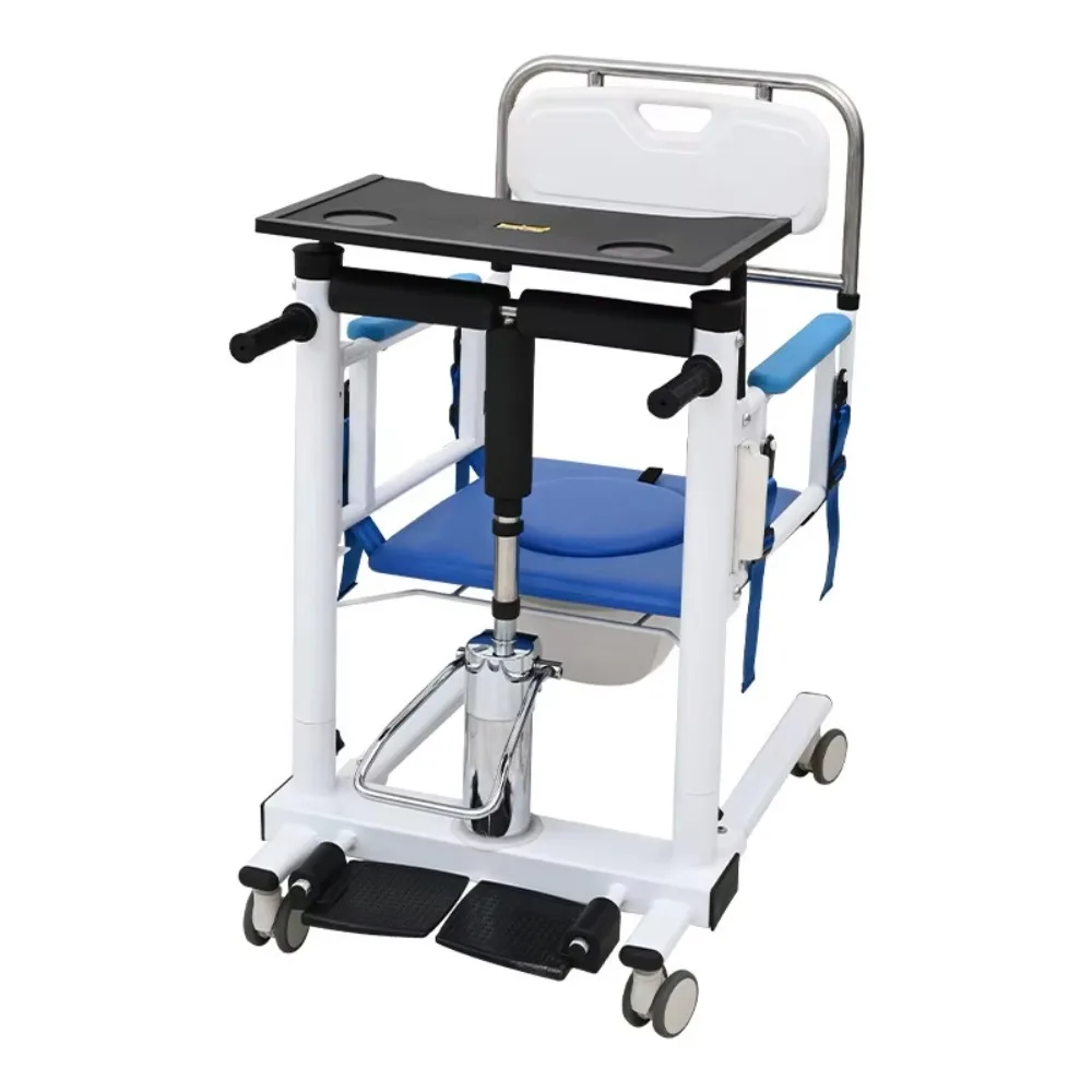 Multifunctional Hydraulic Lift Patient Transfer Chair with Commode Carbon Steel Easy Lifting for Disabled Patient Rehabilitation