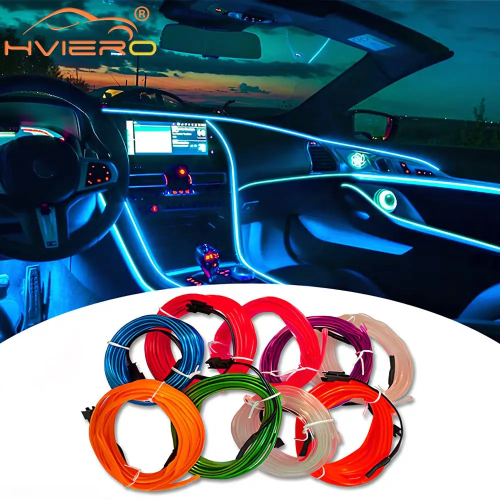 Hot Sale 1M/2M/3M/5M Cars Interior Lighting LED Strip Decoration Garland Wire Rope Tube Line Flexible Neon Lights Bar USB Drive