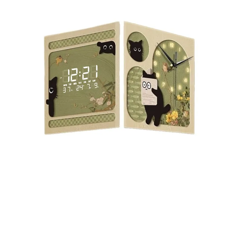 Corner Double Sided Clock Cream Wind Corner Living Room Wall Clock Automatic Timing Electronic Clock Creative