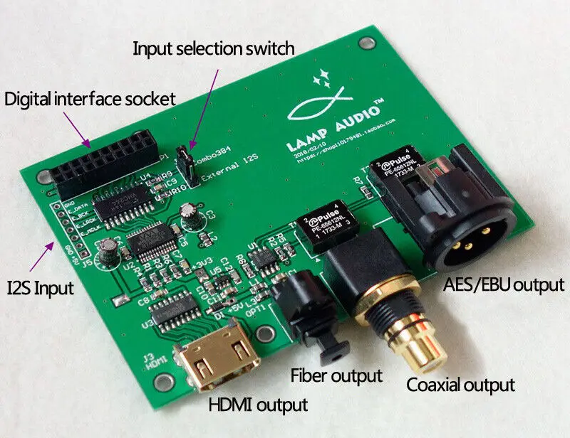 

XMOS USB Digit Interface I2S/IIS to Fiber Coaxial HDMI SPDIF AES Output Board