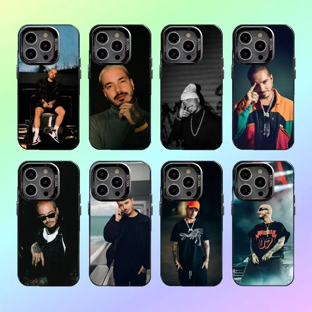 

J B-Balvin Phone Case For iPhone17,16,15,14,13,12,11 Colored Silver Plated Inside Cover