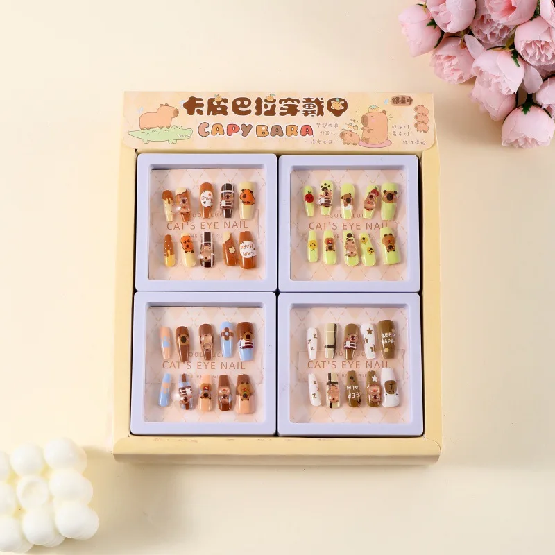 

Freedom 1pcs Capybara Cartoon Kids Nail Stickers Self-Adhesive Easy to Use Nail Patches Accessories for Girls Toy Gift