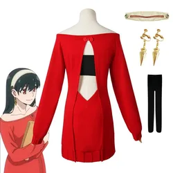 Anime FAMILY Cosplay Yor Forger Yor Briar Cosplay Costume Women Sexy Red Sweater Mini Dress Thorn Princess Costumes