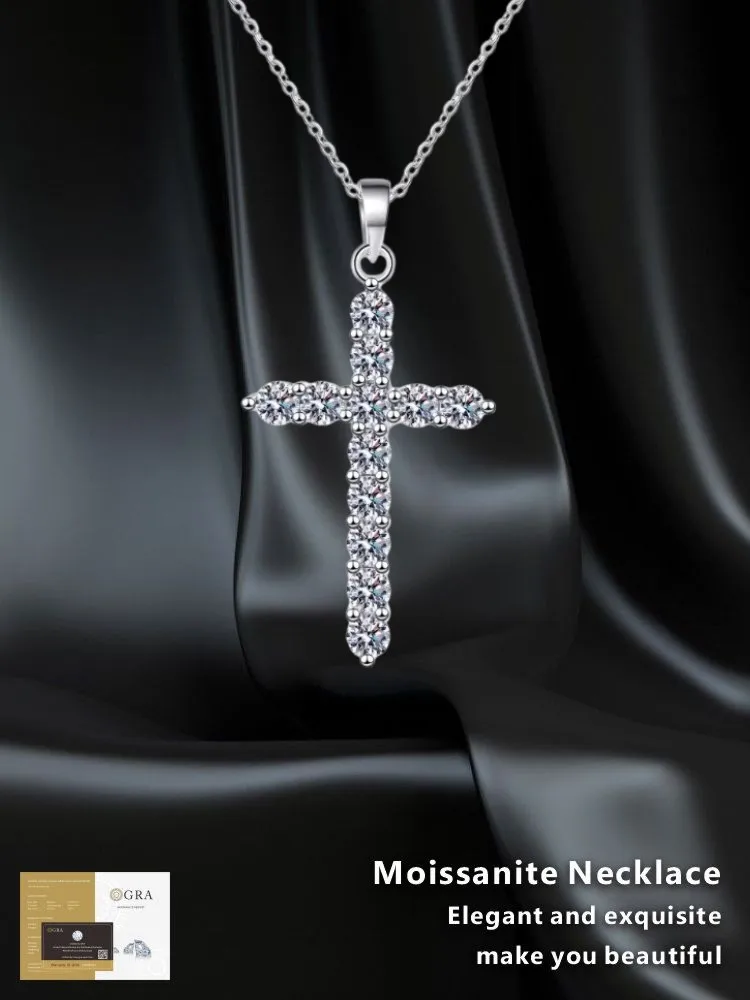 

Moissanite 925 sterling silver GRA certified Classic Cross Pendant for Women Men Fashion Jewelry Gifts
