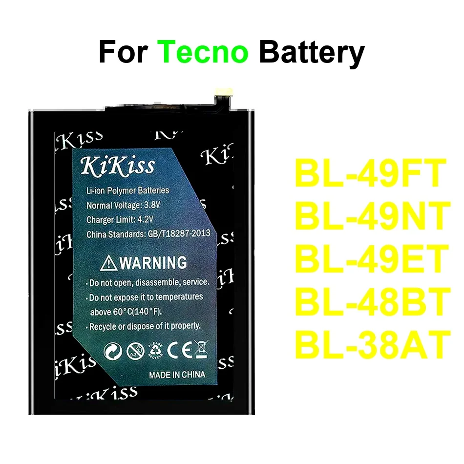 

Mobile Phone Battery Premium Replacement BL-49FT BL-49NT BL-48BT 4800-5800Mah For Tecno Pop 7, Power 2 4 5 2023 2024 Plus