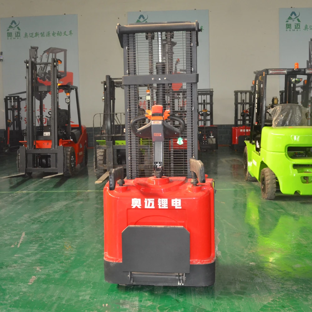 Electric Pallet Stacker Self-Loading Walkie Stacker Forklift Power Reach 1.5ton 2ton For Warehouses And Logistics