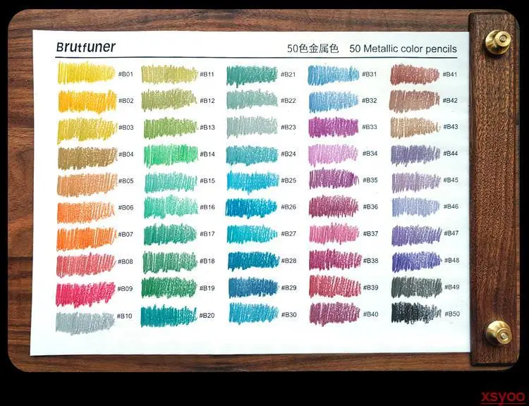 Brutfuner-lápices de colores metálicos para dibujar, 50 piezas, lápiz dorado de madera suave para artistas, bocetos, suministros de arte para