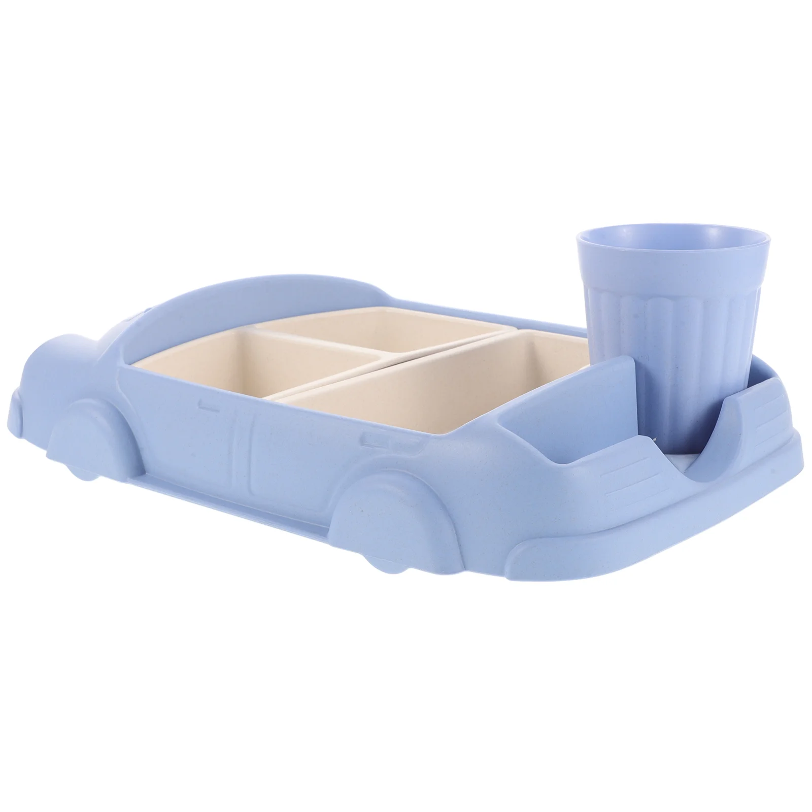 

Car-shaped Dinner Tray Baby Dishes Separate Plates Food with Water Cup Suction Cups