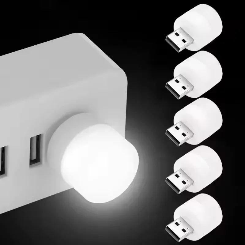 1/10Pcs Mini USB Night Light Warm White Eye Protection Book Reading Light USB Plug Computer Mobile Power Charging LED Night Lamp