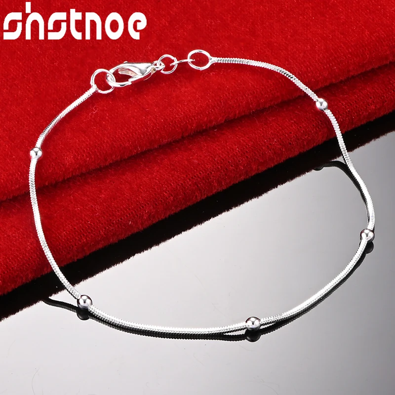 SHSTONE 925 Sterling Silver 1.7mm Snake Chain Bracelet For Woman Wedding Accessories Birthday Party Fashion Jewelry