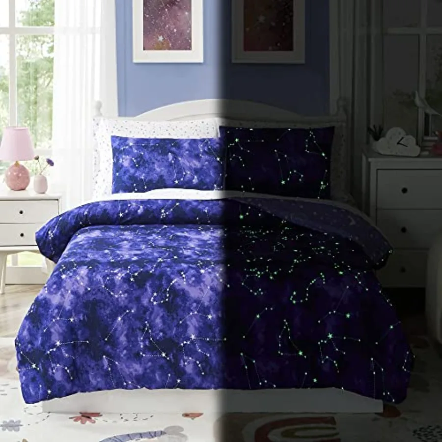 

Comforter Set - 5 Pieces Bedding Sets for Boys Girls Teen Glow in The Dark Bed in A Bag with Sheets