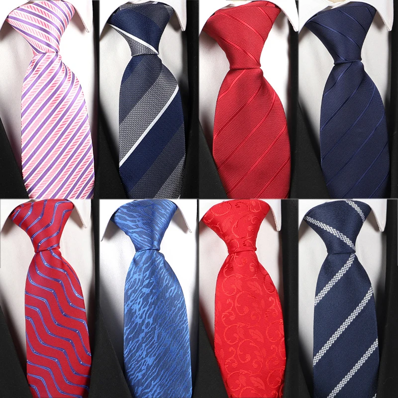 Classic Stripes Necktie Men's Tie 8cm Blue Black Red Neck Ties Fashion Shirt Dress Accessories For Business Formal Wedding Party