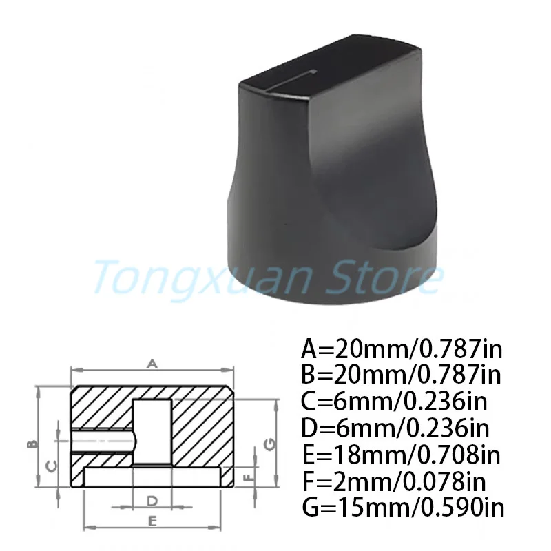 1pc 25x25mm 20x20mm Solid Aluminum Alloy Knob Cap One Shaped CD Audio Amplifier Potentiometer Volume Duckbill Knob Diameter 6mm