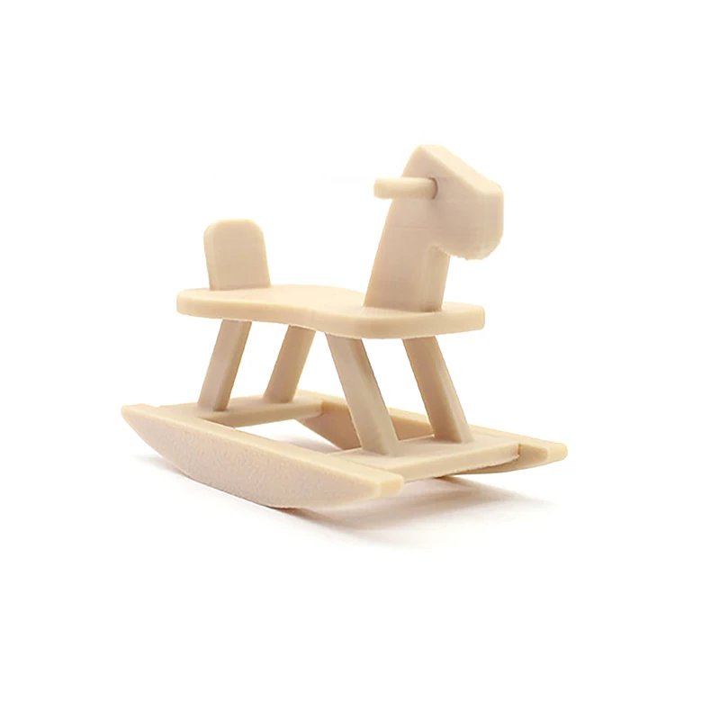 Miniature Wooden Rocking Horse Chair Doll Toys Accessories Desk Decoration Dollhouse Chair