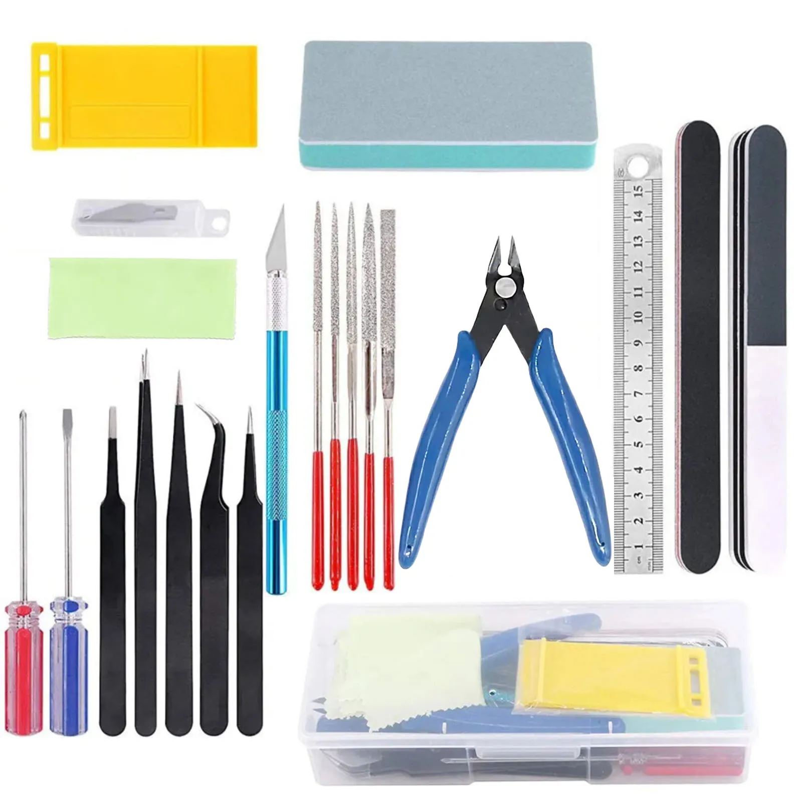 21Pcs Gundam Model Tools Kit Pliers Model Gunpla Hobby Building Tool Kit Basic Tools Craft for Military Model Assembly DIY