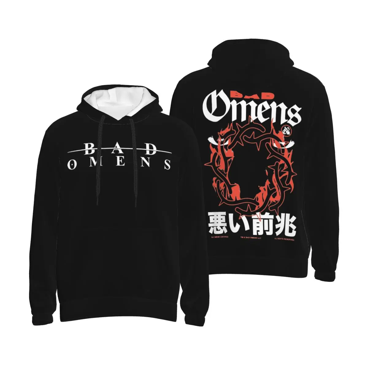 Retro Music Bad Omens Band 3D Print Hoodie Hooded Collar Drawstring Hoodies Death Metal Pullover Sweatshirts Long Sleeve Shirts