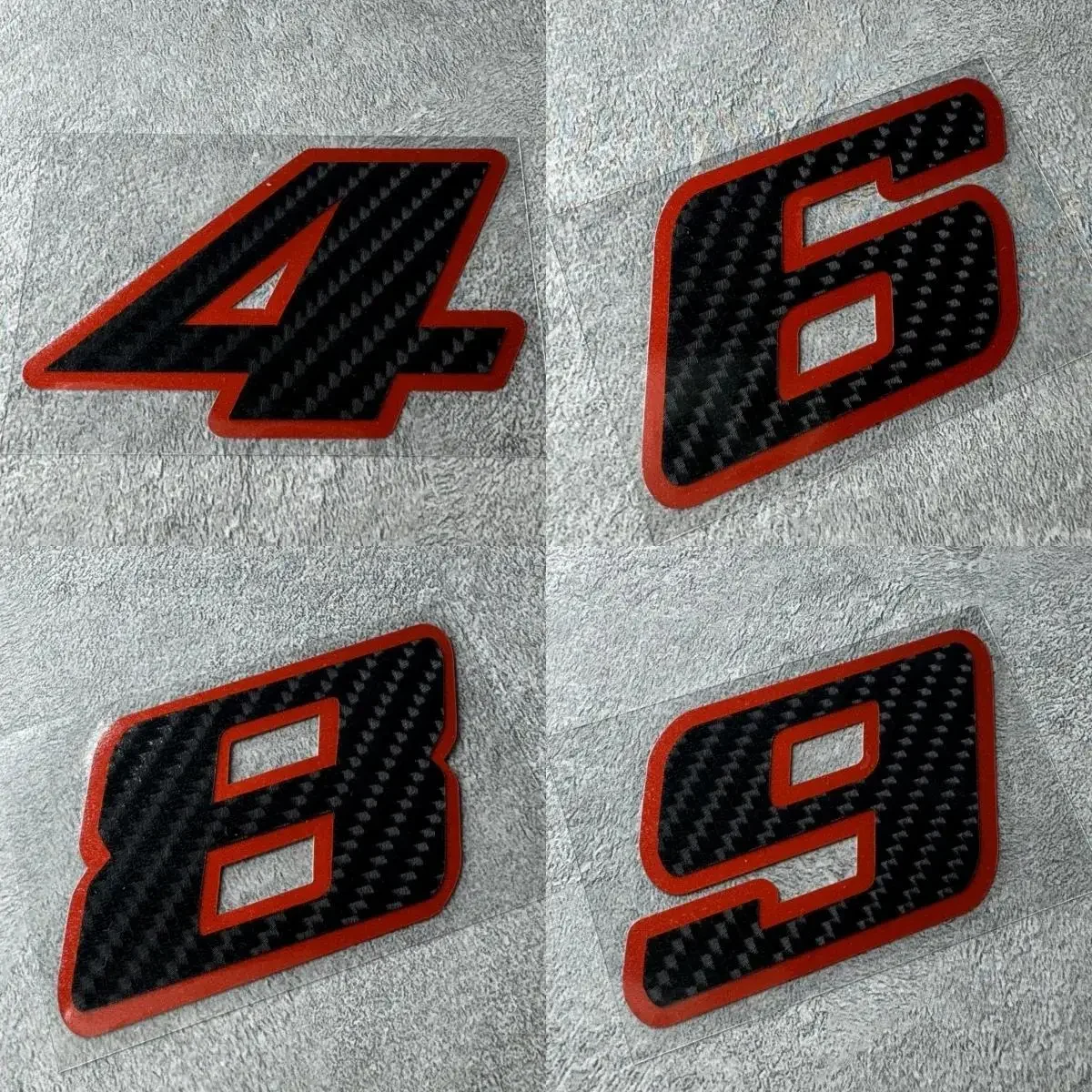 Racing Number Carbon Fiber Decal Red Border Waterproof Self Adhesive Vinyl Sticker Motorcycle Car Helmet Decor