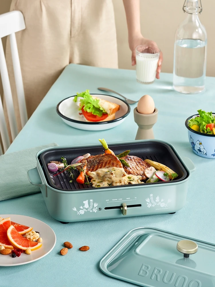 Olla de barbacoa multifuncional, olla de cocina Moomin, olla caliente eléctrica para el hogar, olla pequeña de celebridades en línea