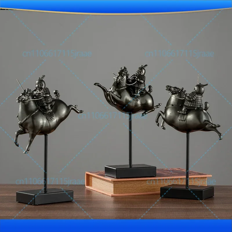 

Antique Terracotta Warrior Horse Sculpture Desktop Decoration Resin Knight Abstract Animal Horse Figurines Gift Home Decoration