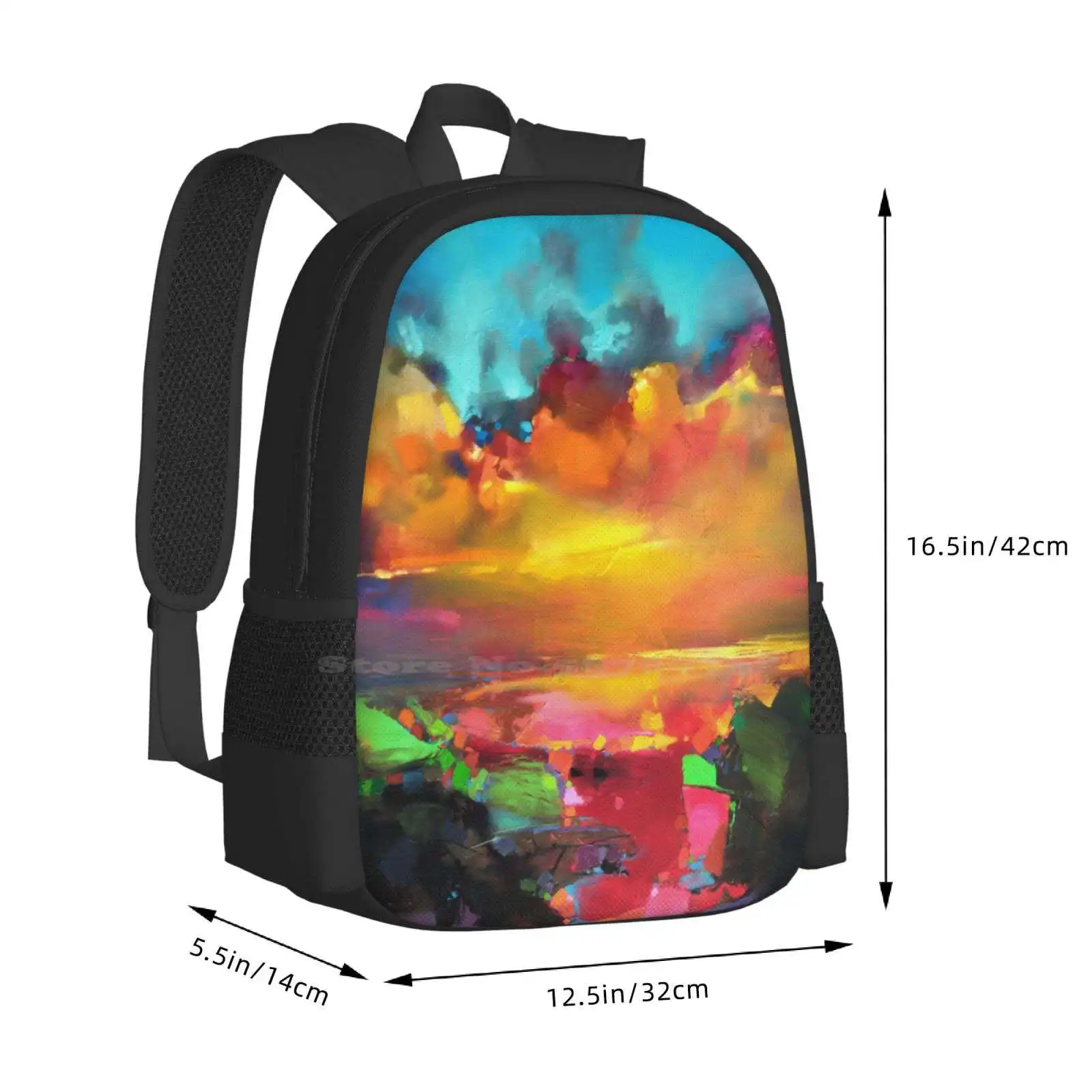 Consonance And Dissonance Pattern Design Bag Student'S Backpack Colour Oil Acrylic Abstract Landscape Sky Vivid Expressionist