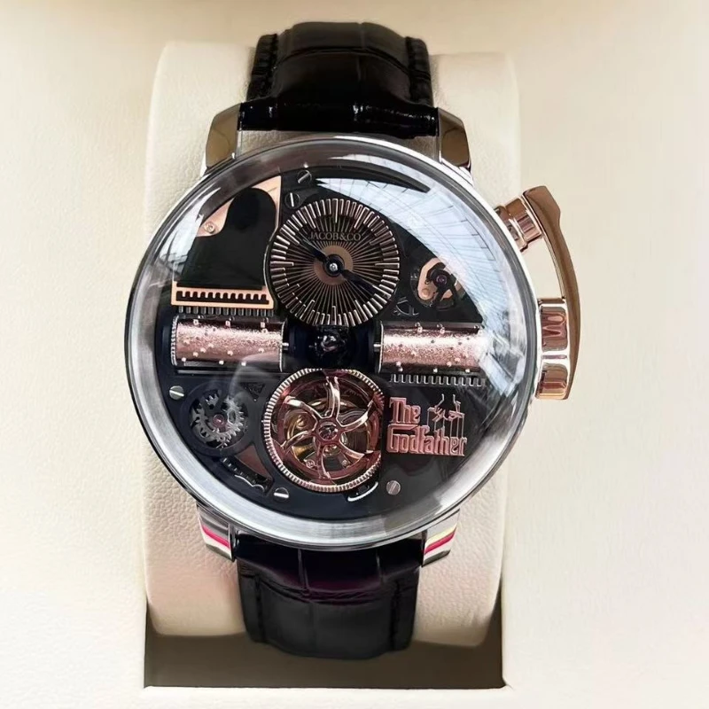 Reloj mecánico Tourbillon para hombre de la serie Godfather, reloj de edición limitada de precisión de alta gama, resistente al agua hasta 50 aniversario
