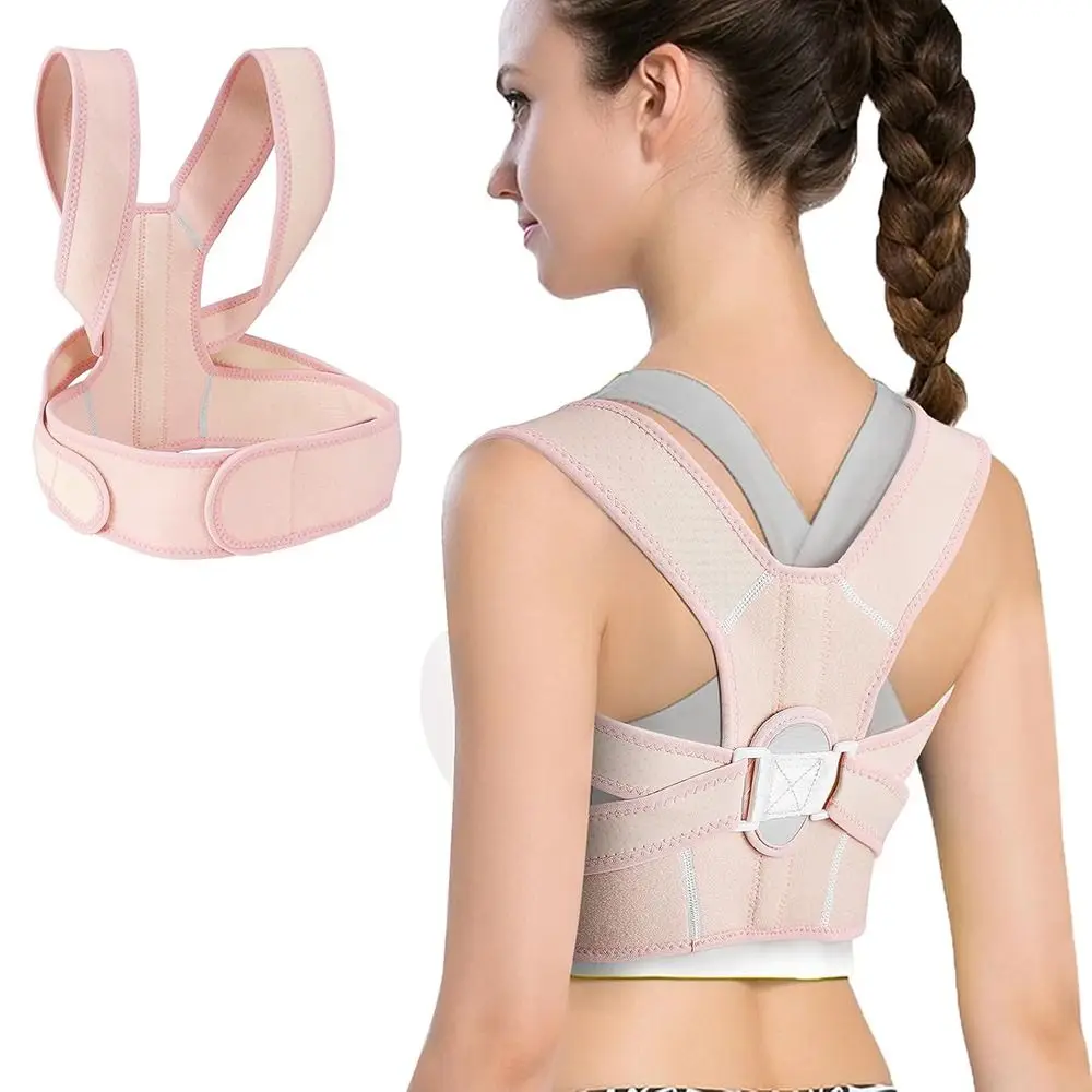 Hot Adjustable Posture Corrector Relieve BackPain Breathable Upper Back Brace Pink Back Support Straightener for Women and Men