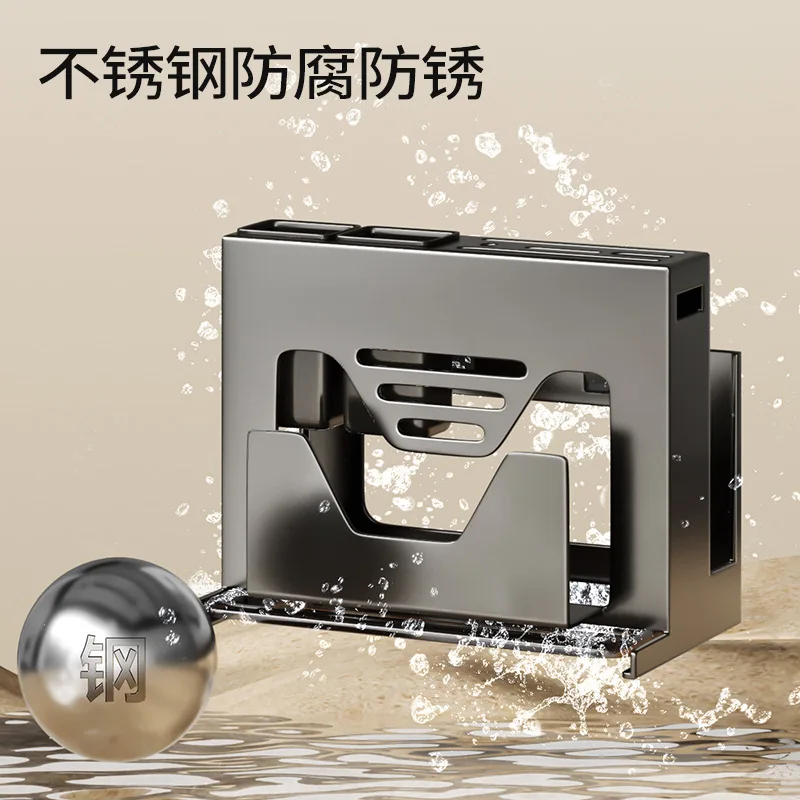 Stainless Steel Pot Lid Chopping Board Organizer Knife Slots Dual Chopstick Cups No Drill Wall Mount Or Countertop Kitchen