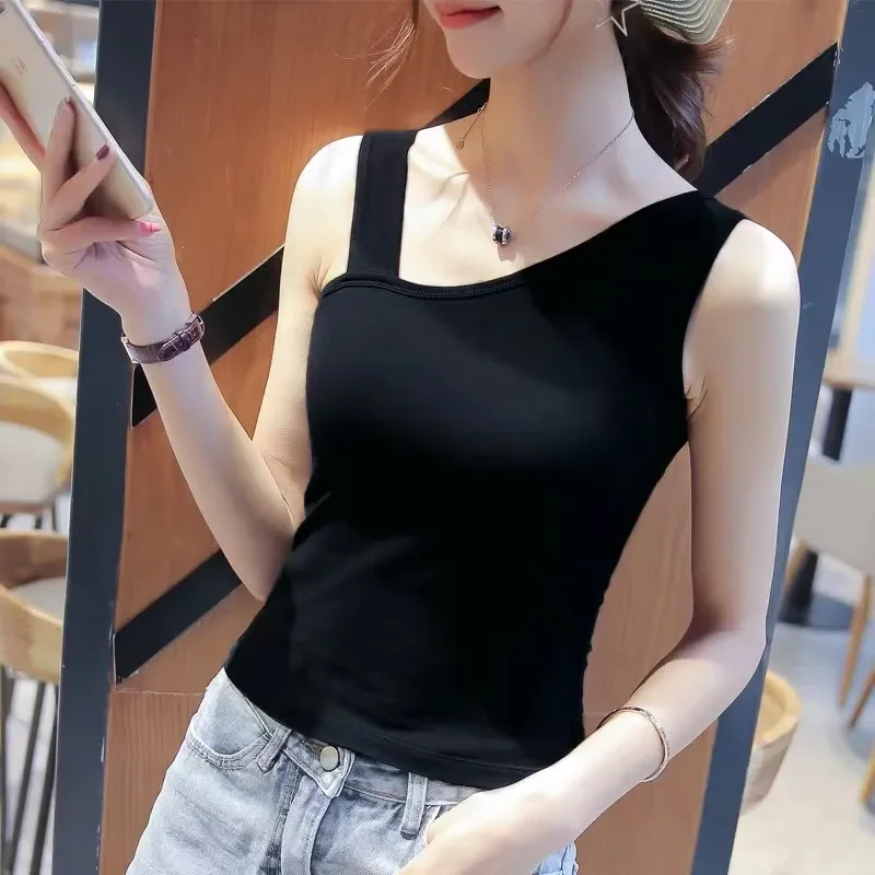 

Simple Black Tank Top For Women Casual Summer Wear Slim Fit Comfortable Daily Office Outfit