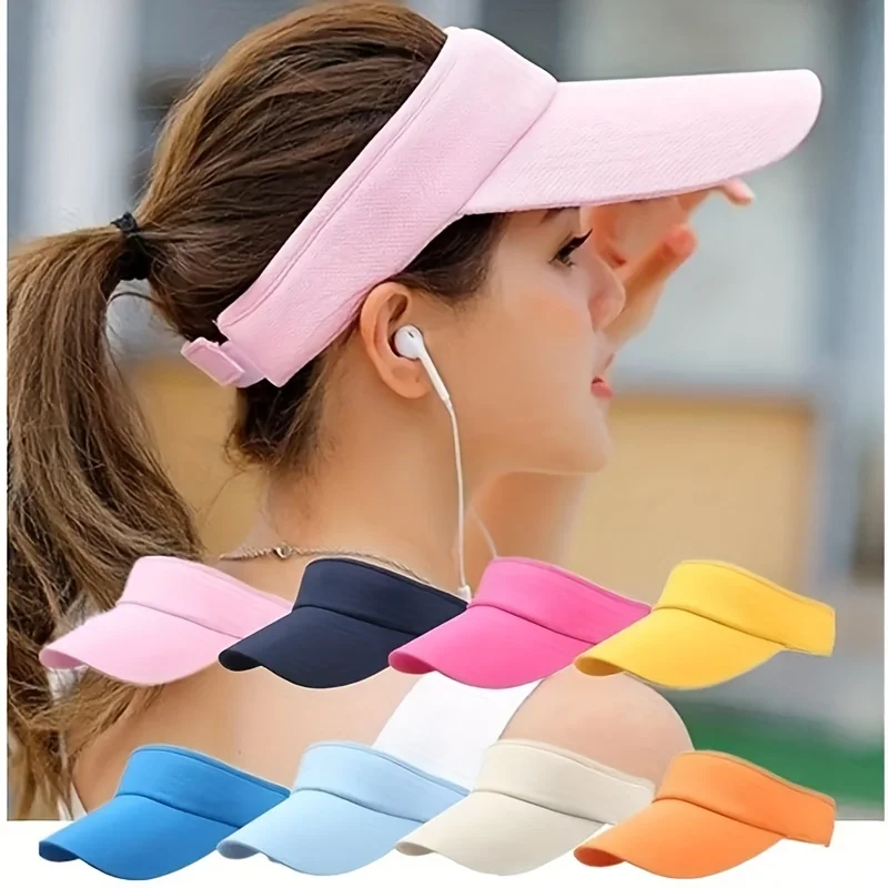 Visiera sportiva da donna senza cappuccio, cappello estivo da spiaggia per attività all'aperto, cappello da sole sportivo per golf, tennis, ciclismo