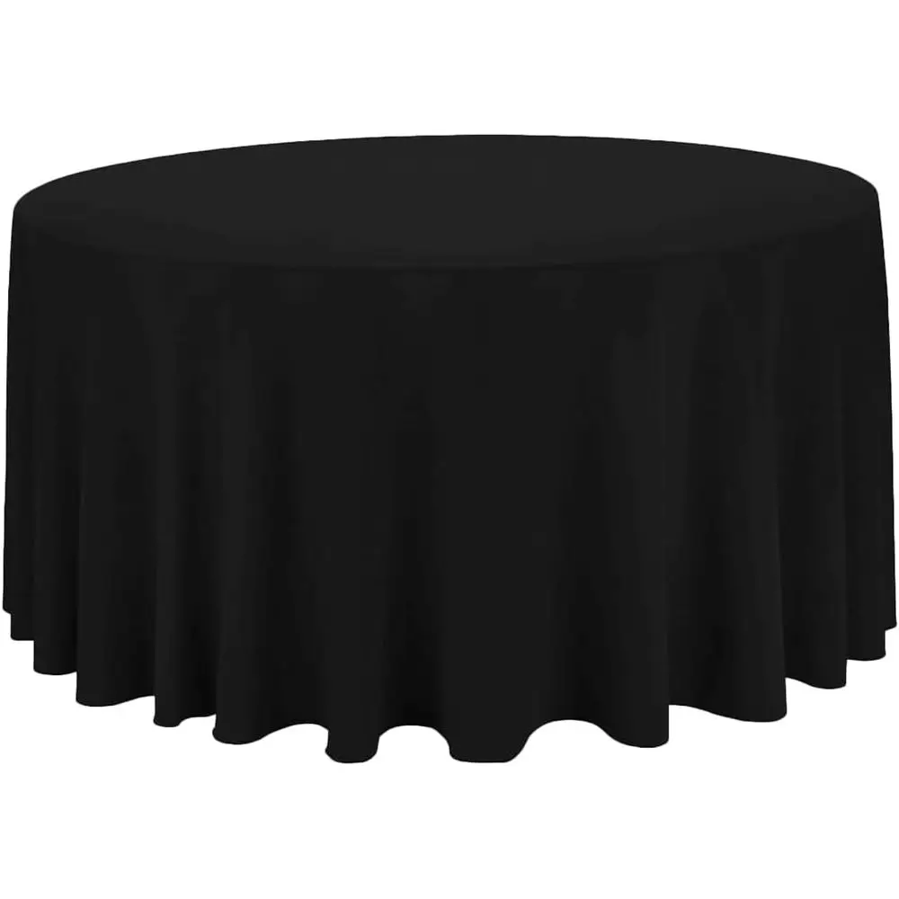 

10-pcs 132" Inch Round Polyester Cloth Fabric Linen Tablecloth - Wedding Reception Restaurant Banquet Party - Machine Washable -