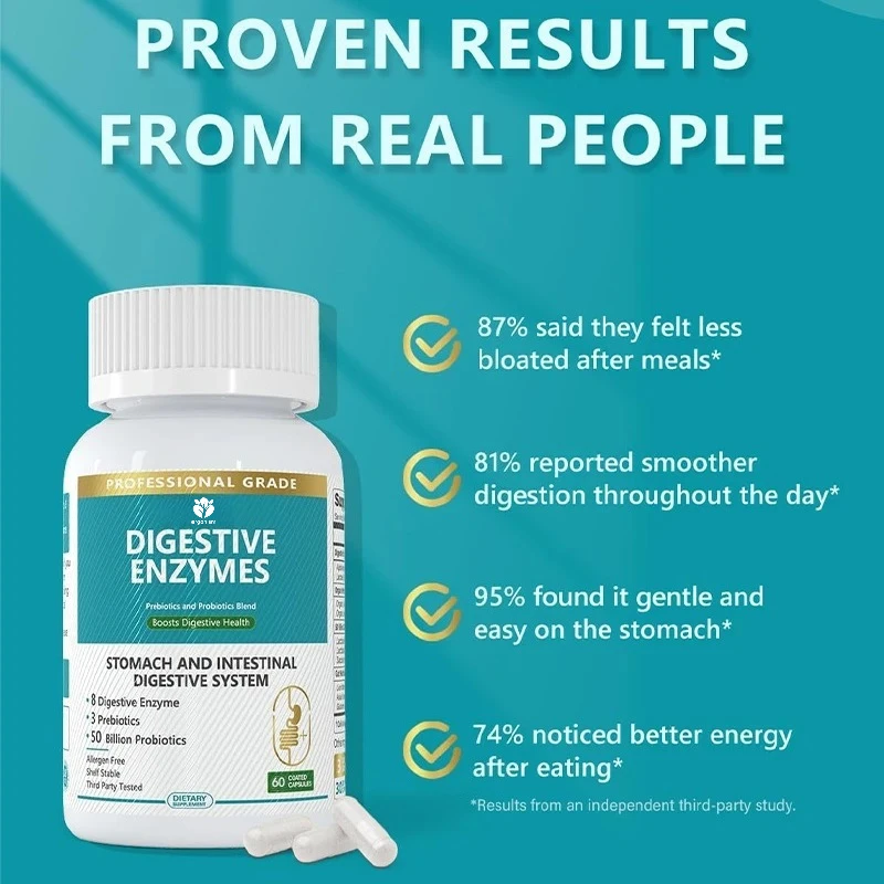 

Probiotics containing digestive enzymes - Multiple enzymes used for bloating relief, bloating, and intestinal health-60 capsules