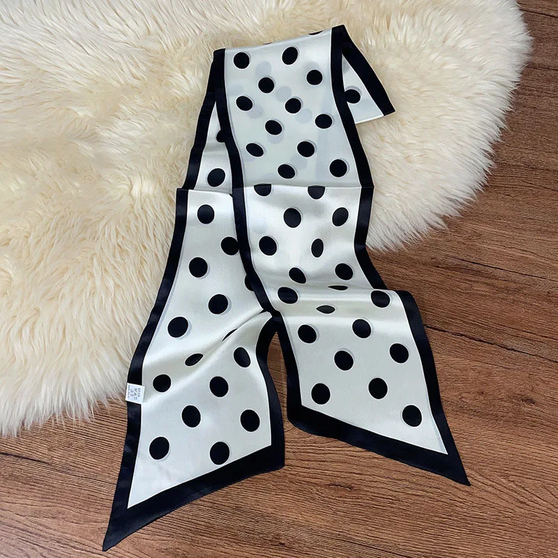 

Polka Dots 100% Silk Ring Scarf Neckerchief Women Ladies Fashion Neck Head Hair Scarves Necktie Beach Hat Bag Scarfs 145x15cm