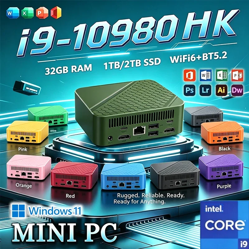 Mini PC gaming Intal Core i9 10980HK i3 6100U WIFI 6 BT5.2 Special Computer Windows 11 Pro SSD 1TB RAM 16GB 32GB PC Gamer